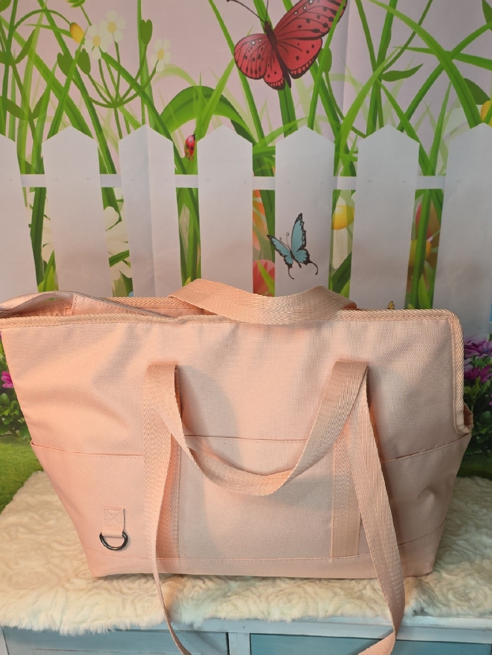 Medium Size Pet Carrier Color Peach Durable & Lots Of Pockets